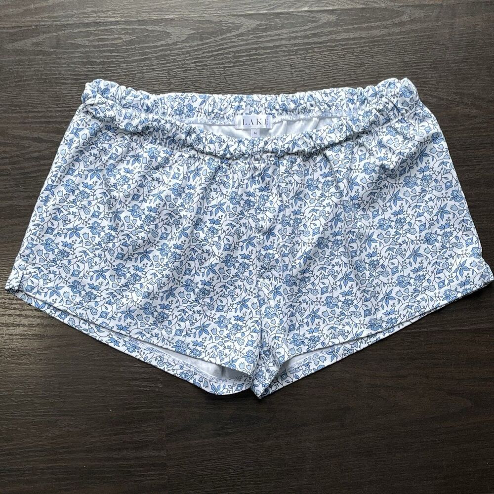 LAKE Pajamas Pima Cotton Pajama Shorts Lounge Sleepwear Womens M Garden Floral
